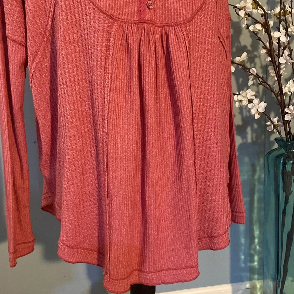 Free People Leo Oversized Henley Waffle Tunic